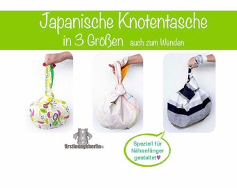 Japanische Knotentasche *** Beuteltasche E-Book Pdf-Datei Nähanleitung mit Schnittmuster in 3 Größen S-L von firstloungeberlin