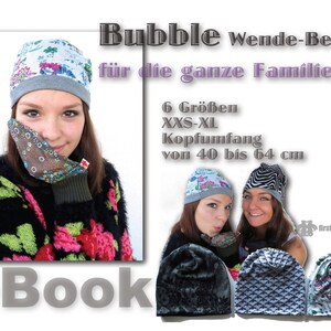 Bubble EBOOK PDF file reversible beanie sewing pattern and sewing instructions for the whole family 6 sizes unisex women men child baby teeny image 2