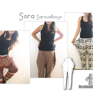 Sora sarouel trousers trousers women jersey trousers bloomers sweat trousers leisure trousers chill trousers sewing pattern ebook firstloungeberlin leisure women