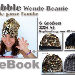 Bubble EBOOK PDF file reversible beanie sewing pattern and sewing instructions for the whole family 6 sizes unisex women men child baby teeny image 3