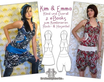 Kim & Emma dress and jumpsuit combo jersey dress jumper women's dress hooded dress summer dress jumpsuit sports suit sewing ebook pattern
