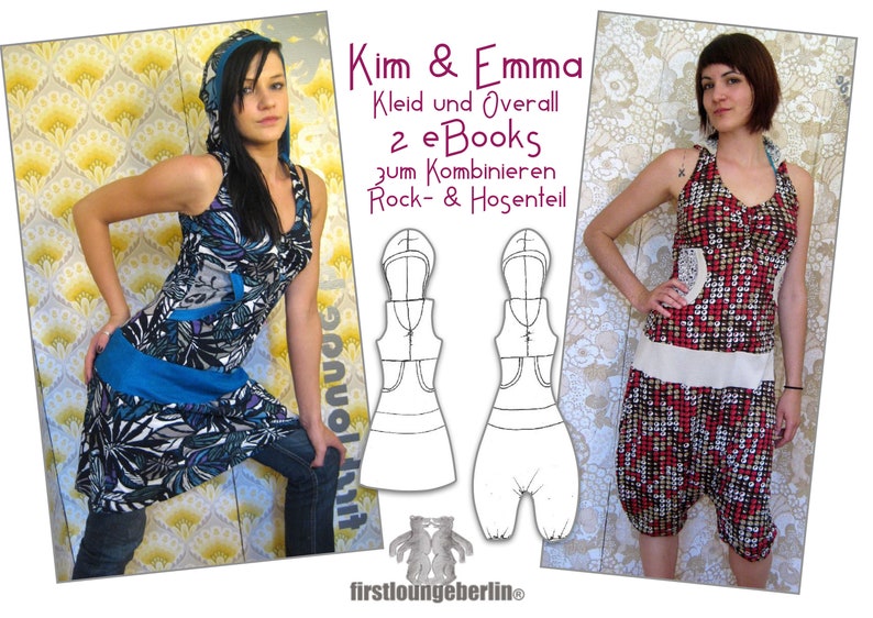 Kim & Emma Kleid und Overall Kombi Jerseykleid Jumper Damenkleid Kapuzenkleid Sommerkleid Jumpsuit Sportanzug Nähen ebook Schnittmuster Bild 1