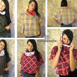 Poncho z peleryną Irma z kołnierzem 2.0, instrukcja szycia i wzór w 4 podwójnych rozmiarach XS-L Design with Love od Firstloungeberlin