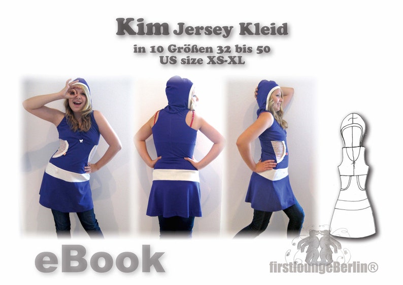 Kim & Emma Kleid und Overall Kombi Jerseykleid Jumper Damenkleid Kapuzenkleid Sommerkleid Jumpsuit Sportanzug Nähen ebook Schnittmuster Bild 7