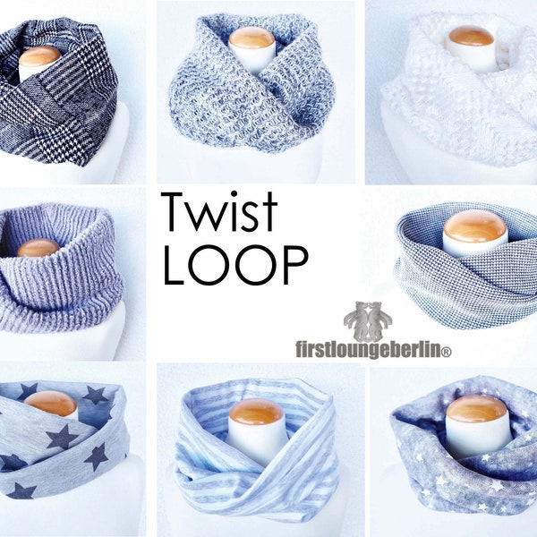 Twist LOOP Turboloop rotary scarf sewing in 8 sizes for the whole family Sewing pattern & sewing instructions - DIY design by firstloungeberlin