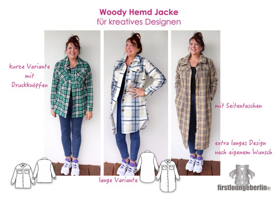 Woody Shirt Jacket Short & Long Lumberjack Cowboy Fleece Jacket Women's  Blouse Sewing Pattern PDF Immediate Download Firstloungeberlin Sewing  Instructions 