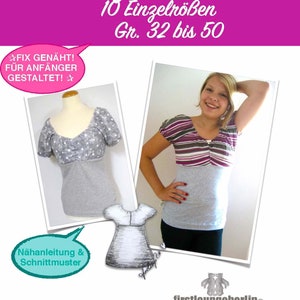Roxy E-BOOK jersey shirt sewing instructions with pattern in 10 sizes 32 to 50, US size xs-xl design with LOVE by firstloungeberlin.com
