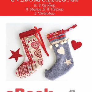 Botas de Papá Noel eBook talla S-L con corazones y estrellas imagen 4