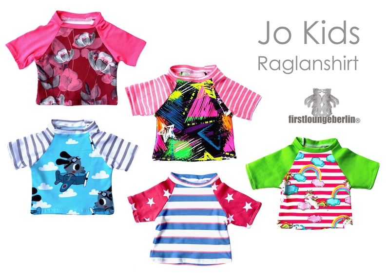 JO Kids Kinder T-Shirt mit Raglanärmel Unisex Sommer Oberteil Kindershirt Schnittmuster nähen PDf eBook firstloungeberlin Jungs Mädchen Top Bild 1