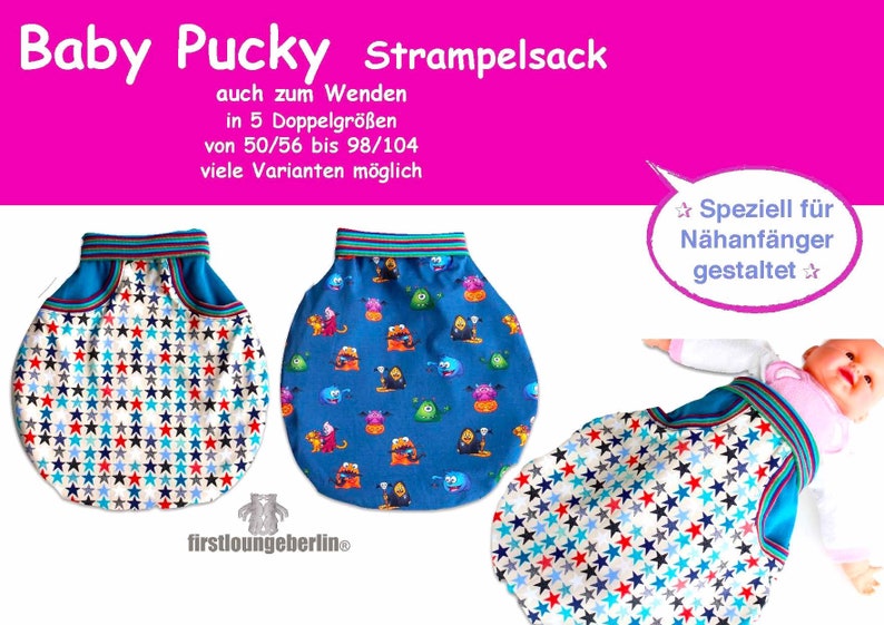 Baby Pucky Pucksack pattern & sewing instructions in 5 sizes from firstloungeberlin image 1