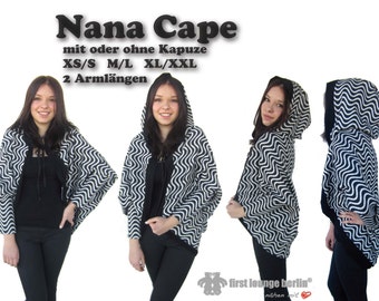 Nana *** eBook Cape Poncho Cloak in 3 sizes XS/S to XL/XXL Sewing instructions with pattern Sew easily and quickly! by firstloungeberlin