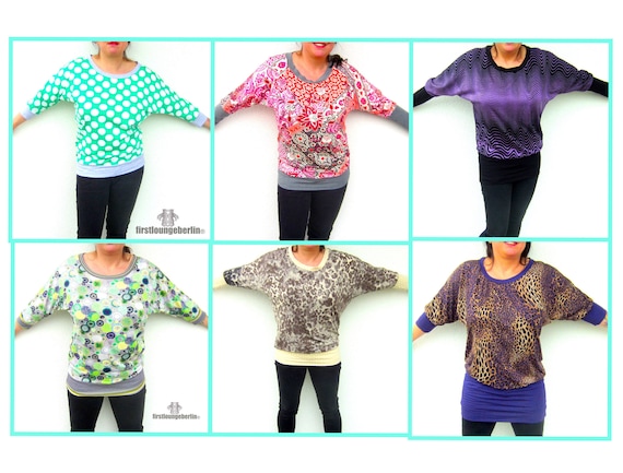 Us-Funny ** ebook Pdf-file Shirt & Dress with U-boat neckline sewing instruction pattern 11 sizes XS to XXL Design Firstloungeberlin
