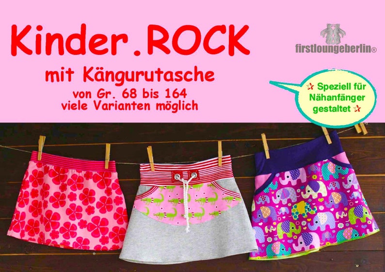 Kinder.ROCK sweat skirt summer skirt with kangaroo pocket size 68 to 164 sewing instructions with pattern design by firstloungeberlin image 1
