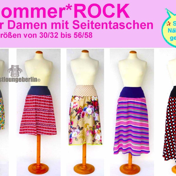 Sommer.ROCK for women in 5 lengths with side pockets in 9 sizes Sewing instructions with pattern from firstloungeberlin