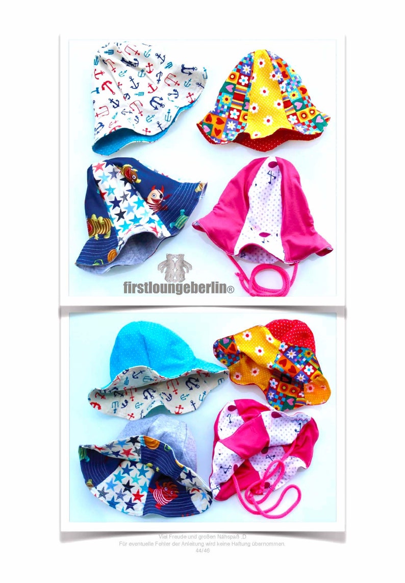 TULIP HAT summer hat beach hat hat sun hat summer sun hat PDF ebook sewing pattern for the whole family baby hat jersey hat jersey hat image 3