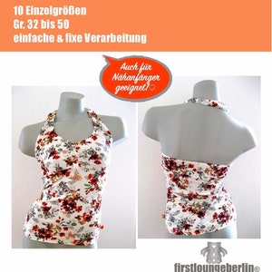 Pamy Shirt Neckholder Top E-BOOK PDF file in 10 sizes 32 to 50 sew with pattern firstloungeberlin.com