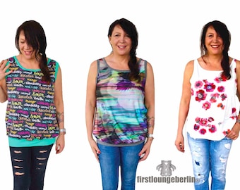 Jersey TOP with cuffs, casual for women in 14 individual sizes. 30 to 56 sewing instructions with pattern from firstloungeberlin