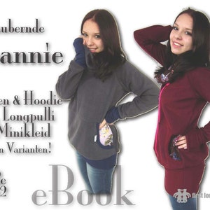 Jeannie *** ebook collar hoody mini dress sewing instructions with pattern Gr. XS-XXXL from firstloungeberlin.com