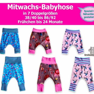 Grow-along baby pants PDF 7 sizes sewing pattern & instructions from firstloungeberlin image 1