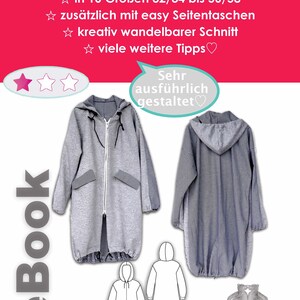 Gerda coat jacket women's transition coat with hood flap pockets eBook 32/34-56/68 sewing pattern sewing PDF eBook firstloungeberlin image 8