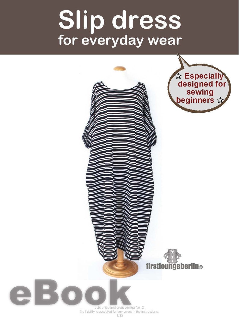 Eng_Slip dress long shirt tunic top woman one size sewing pattern in English image 1