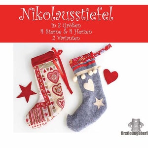 Botas de Papá Noel eBook talla S-L con corazones y estrellas imagen 3