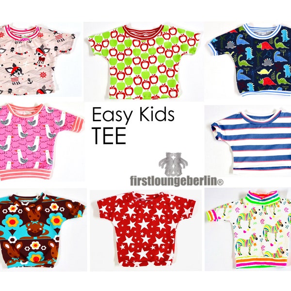 EASY KIDS Tee Maglietta per bambini T-shirt unisex Top Jersey Top Baby E-Book Cartamodello e istruzioni di cucito - Design fai da te by firstloungeberlin