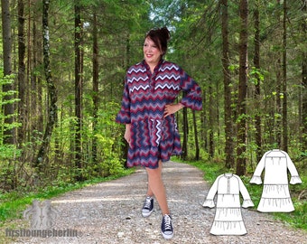 BOHO Kleid & Bluse Stufenkleid Sommerkleid Damenkleid Longbluse Damen E-Book Schnittmuster mit Nähanleitung - DIY Design firstloungeberlin