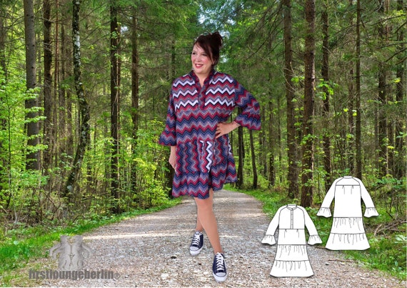 diy bohemian dress BOHO & Blouse Tiered Dress Summer Dress Women's Dress Long Blouse Women's E-book Sewing Pattern With Sewing Instructions - Design Firstloungeberlin easy boho dress patterns