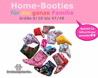 Hausschuhe Home-Booties für die ganze Familie in 20 Doppelgrößen 9/10 bis 47/48 E-Book Nähanleitung & Schnittmuster