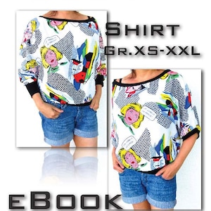 Judy *** eBook PDF-Datei Big Shirt Nähanleitung & Schnittmuster in 6 Größen xs-xxl, 2 Armlängen- with LOVE by firstloungeberlin Damen Frauen