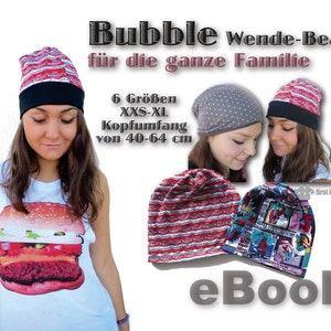 Bubble EBOOK PDF file reversible beanie sewing pattern and sewing instructions for the whole family 6 sizes unisex women men child baby teeny image 4