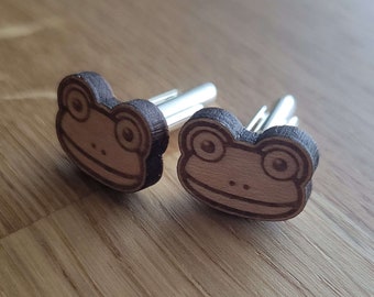 Frog Geek - Laser Cut Wooden Cufflinks