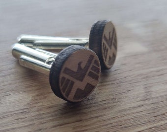 S.H.I.E.L.D. Symbol - Laser Cut Wooden Cufflinks