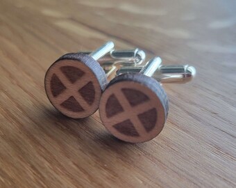 X-Men Symbol - Laser Cut Wooden Cufflinks