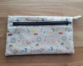 Handmade Simple Cotton Front Zippered Pouch - Pencil Case - Cosmetics Bag - Multiple Exterior and Lining Fabric Choices - Cotton Canvas