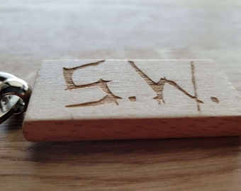 Supernatural Initials SW Carving - Laser Engraved Wooden Keychain