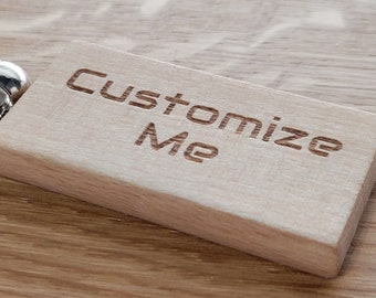Custom Laser Engraved Wooden Keychain - Personalized Accessory
