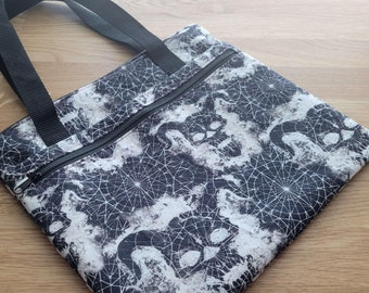 Handmade Cotton Tablet or Small Laptop Sleeve Satchel - Handles - Multiple Pockets - Multiple Exterior and Lining Fabric Choices