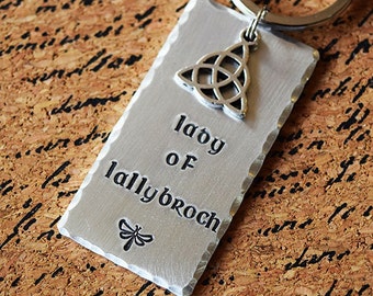 Lady of Lallybroch - Celtic Hand Stamped Aluminum Key Chain Fob or Necklace with Charm