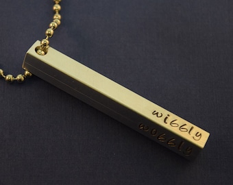 Wibbly Wobbly Timey Wimey - Hand Stamped Aluminum Bar Pendant Necklace