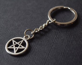 Pentagram Keychain - Anti-Possession - Silver-Tone - Aluminum Key Chain Fob - Occult - Protection - Pagan - Wiccan