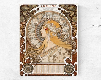 Zodiaque - La Plume - Alphonse Maria Mucha - Art Nouveau - Unframed Print