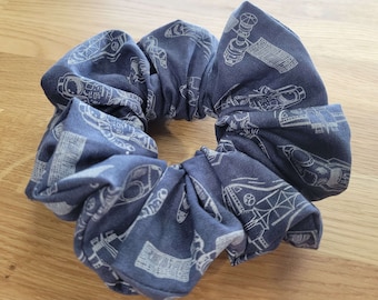 Space Geek Cotton Hair Scrunchie  - Astronaut - NASA - Satellites - Spaceships - Ponytail Tie - Hair or Wrist Worn - Standard and XL