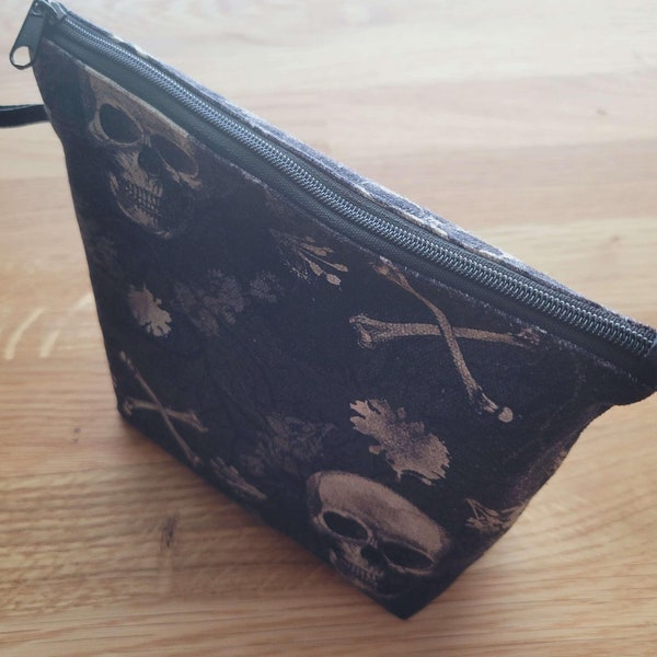 Pochette longue en coton faite main avec fermeture à glissière - Étui à crayons - Trousse à cosmétiques - Plusieurs choix de tissus d'extérieur et de doublure