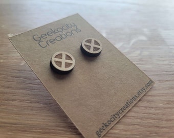 X-Men Symbol - Laser Cut Wooden Stud Earrings