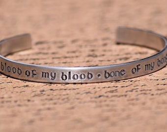 Blood of my Blood, Bone of my Bone - Hand Stamped Scottish Gaelic Aluminum Bracelet Cuff