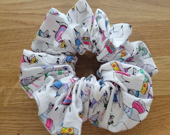 Llama Geek Cotton Hair Scrunchie  - Ponytail Tie - Hair or Wrist Worn - Standard and XL