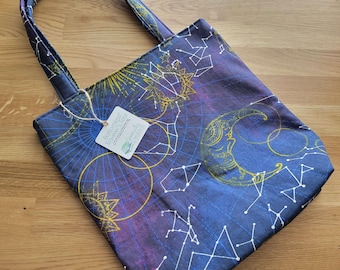 Bottomless Traveler's Tote - Handmade Constellations Cotton Canvas Tote Bag - READY TO SHIP