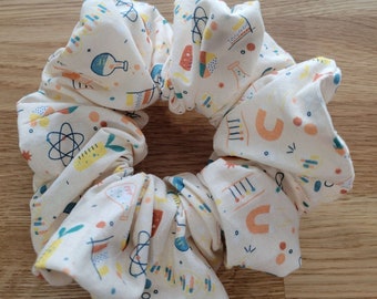 Science Geek Cotton Hair Scrunchie  -  Ponytail Tie - Hair or Wrist Worn - Standard and XL